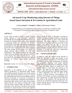 Advanced Crop Monitoring using Internet of Things based Smart Intrusion and Prevention in Agricultural Land