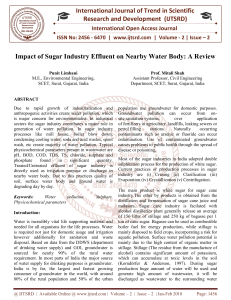 Impact of Sugar Industry Effluent on Nearby Water Body A Review