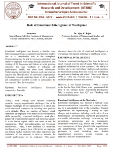 Role of Emotional Intelligence at Workplace