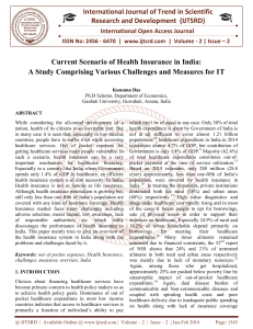 Current Scenario of Health Insurance in India A Study Comprising Various Challenges and Measures for IT