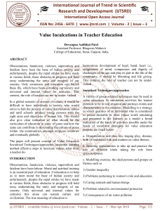 Value Inculcations in Teacher Education