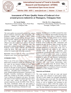 Assessment of Water Quality Status of Godavari river around process industries at Manuguru, Telangana State