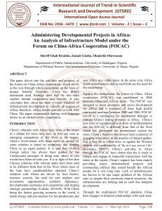 Administering Developmental Projects in Africa An Analysis of Infrastructure Model under the Forum on China Africa Cooperation FOCAC
