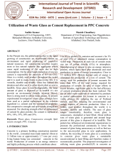 Utilization of Waste Glass as Cement Replacement in PPC Concrete