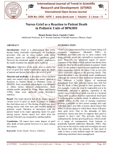 Nurses Grief as a Reaction to Patient Death in Pediatric Units of BPKIHS