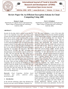 Review Paper On An Efficient Encryption Scheme In Cloud Computing Using ABE