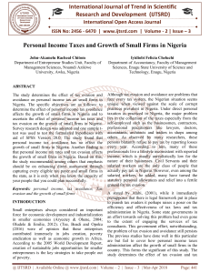 Personal Income Taxes and Growth of Small Firms in Nigeria