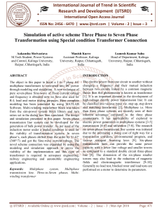 Simulation of active scheme Three Phase to Seven Phase Transformation using Special condition Transformer Connection