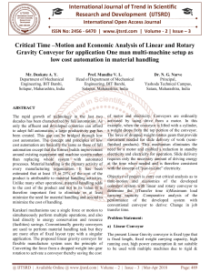 Critical Time -Motion and Economic Analysis of Linear and Rotary Gravity Conveyor for application One man multi machine setup as low cost automation in material handling
