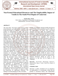 Non Formal Educational Resources and The Employability Impact of Youths in The South West Region of Cameroon