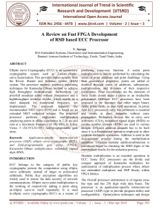 A Review on Fast FPGA Development of RSD based ECC Processor