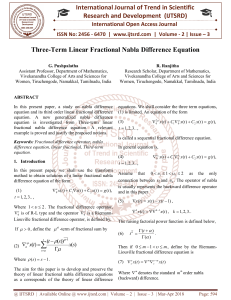 Three Term Linear Fractional Nabla Difference Equation