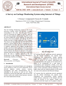 A Survey on Garbage Monitoring System using Internet of Things