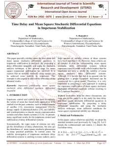 Time Delay and Mean Square Stochastic Differential Equations in Impetuous Stabilization