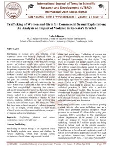 Trafficking of Women and Girls for Commercial Sexual Exploitation An Analysis on Impact of Violence in Kolkata's Brothel