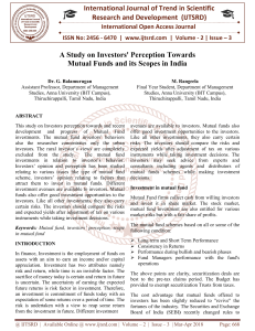 A Study on Investors Perception Towards Mutual Funds and its Scopes in India