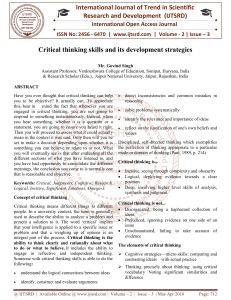 Critical thinking skills and its development strategies