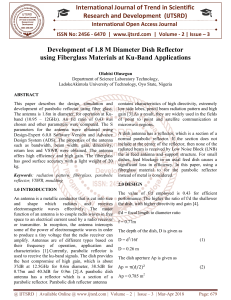 Development of 1.8 M Diameter Dish Reflector using Fiberglass Materials at Ku Band Applications