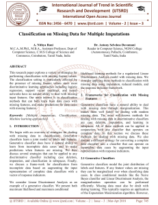 Classification on Missing Data for Multiple Imputations