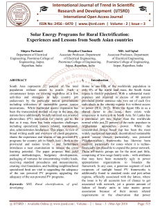 Solar Energy Programs for Rural Electrification Experiences and Lessons from South Asian countries