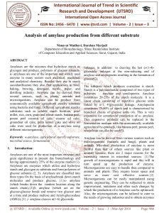 Analysis of amylase production from different substrate