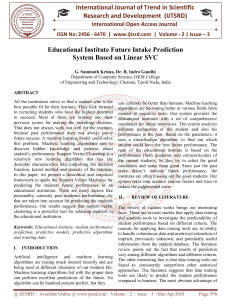 Educational Institute Future Intake Prediction System Based on Linear SVC