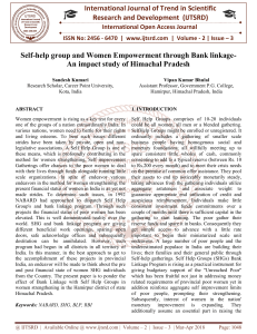 Self help group and Women Empowerment through Bank linkage An impact study of Himachal Pradesh