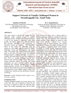Support Network of Visually Challenged Women in Tiruchirappalli City, Tamil Nadu