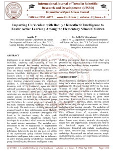 Imparting Curriculum with Bodily Kinesthetic Intelligence to Foster Active Learning Among the Elementary School Children