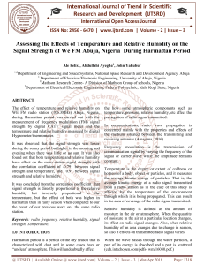 Assessing the Effects of Temperature and Relative Humidity on the Signal Strength of We FM Abuja, Nigeria During Harmattan Period