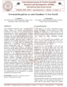 Provincial Receptivity on Amit Chaudhuri "A New World"