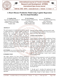A Heart Disease Prediction Model using Logistic Regression By Cleveland DataBase