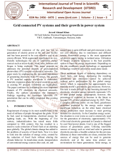 Grid connected PV systems and their growth in power system