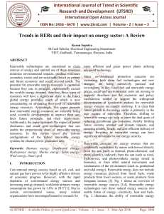 Trends in RERs and their impact on energy sector A Review