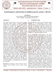 Load frequency control issues in multiarea power system A Review