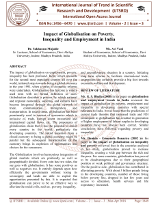 Impact of Globalisation on Poverty, Inequality and Employment in India
