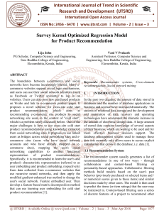 Survey Kernel Optimized Regression Model for Product Recommendation