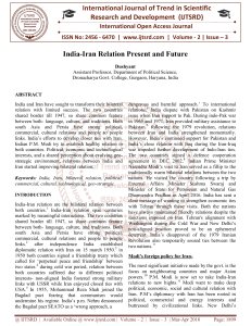 India Iran Relation Present and Future