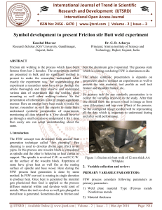 Symbol development to present Friction stir Butt weld experiment
