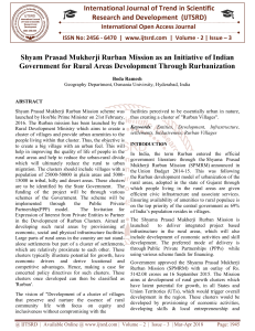 Shyam Prasad Mukherji Rurban Mission as an Initiative of Indian Government for Rural Areas Devolopment Through Rurbanization