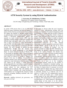 ATM Security System by using Hybrid Authentication