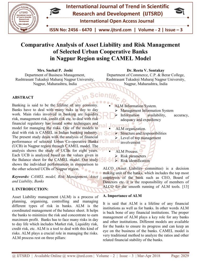 Comparative Analysis of Asset Liability and Risk Management of Selected