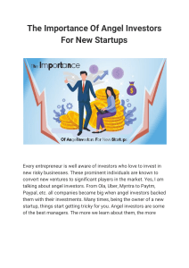 Startup Paisa - The Importance Of Angel Investors For New Startups