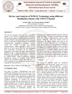Review and Analysis of WiMAX Technology using different Modulation scheme with AWGN Channel