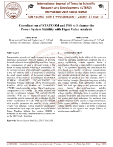 Coordination of STATCOM and PSS to Enhance the Power System Stability with Eigen Value Analysis