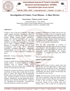 Investigation of Urinary Tract Disease A Short Review