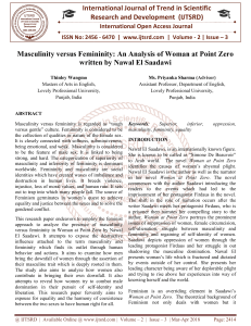 Masculinity versus Femininity An Analysis of Woman at Point Zero written by Nawal El Saadawi