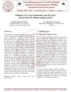 Influence of Cesaro summation and the Fejer Kernel onto the climate change model