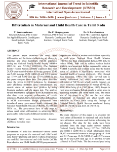 Differentials in Maternal and Child Health Care in Tamil Nadu