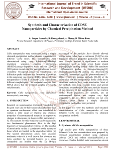 Synthesis and Characterisation of CDSE Nanoparticles by Chemical Precipitation Method